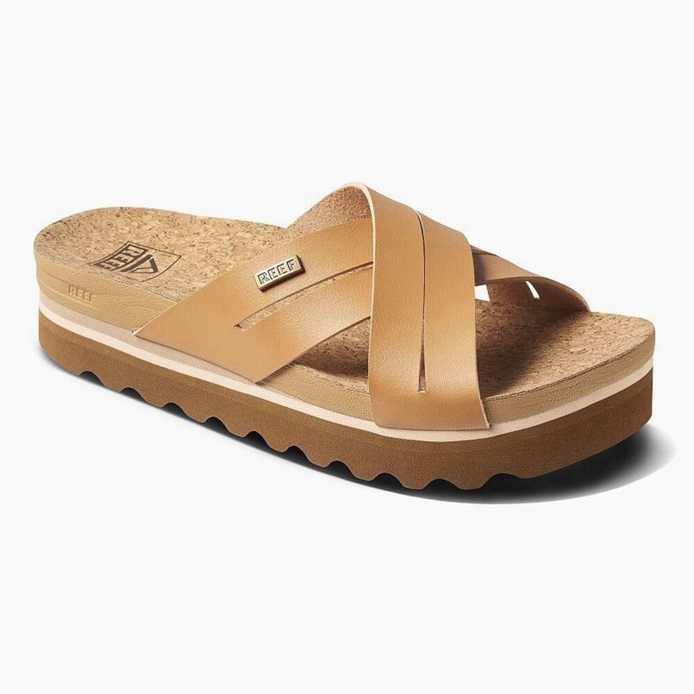 Reef Tan Crossover Platform Slide Sandals